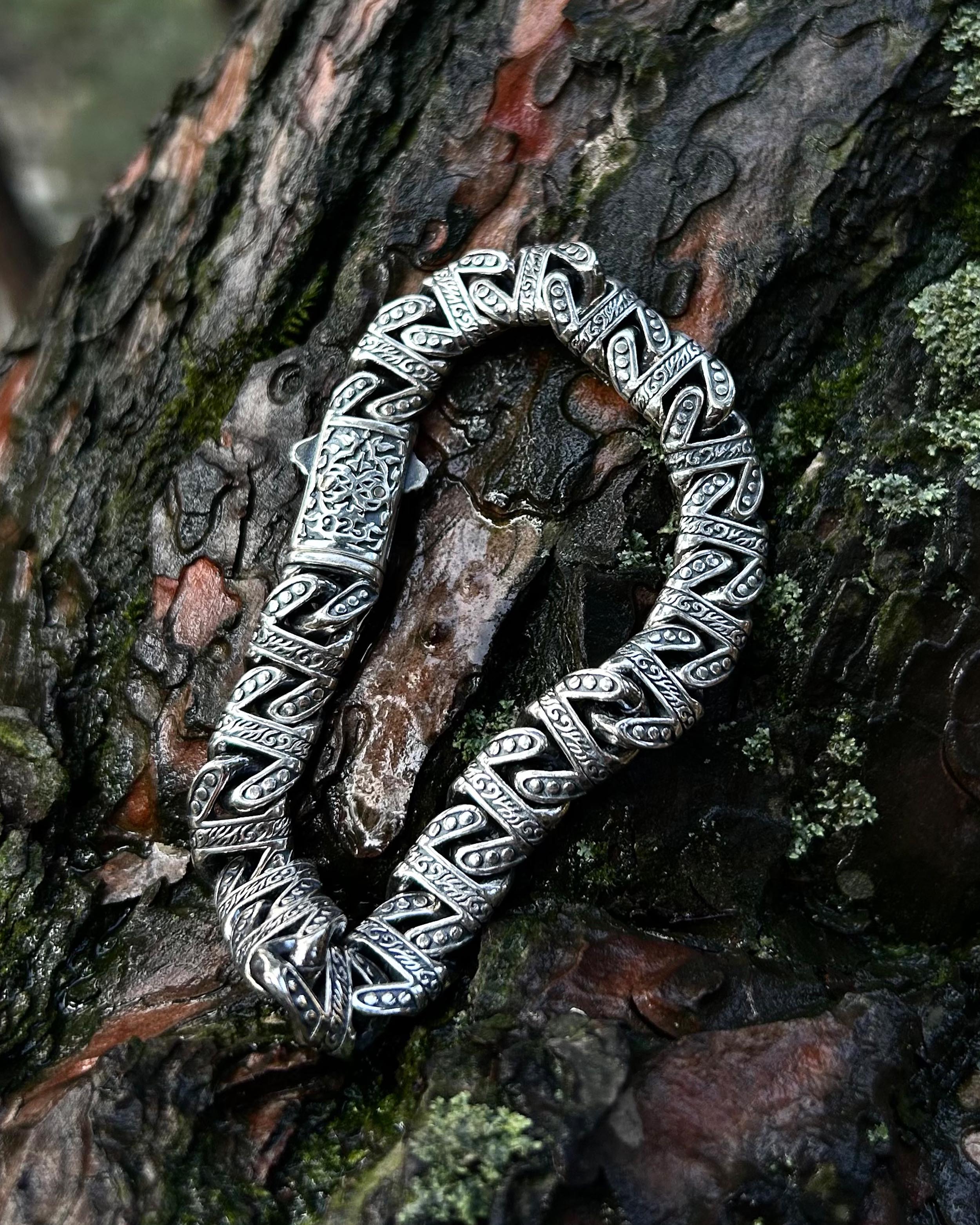 Hand Embroidered Heavy Chain Bracelet – 925 Sterling Silver – Osiris ...