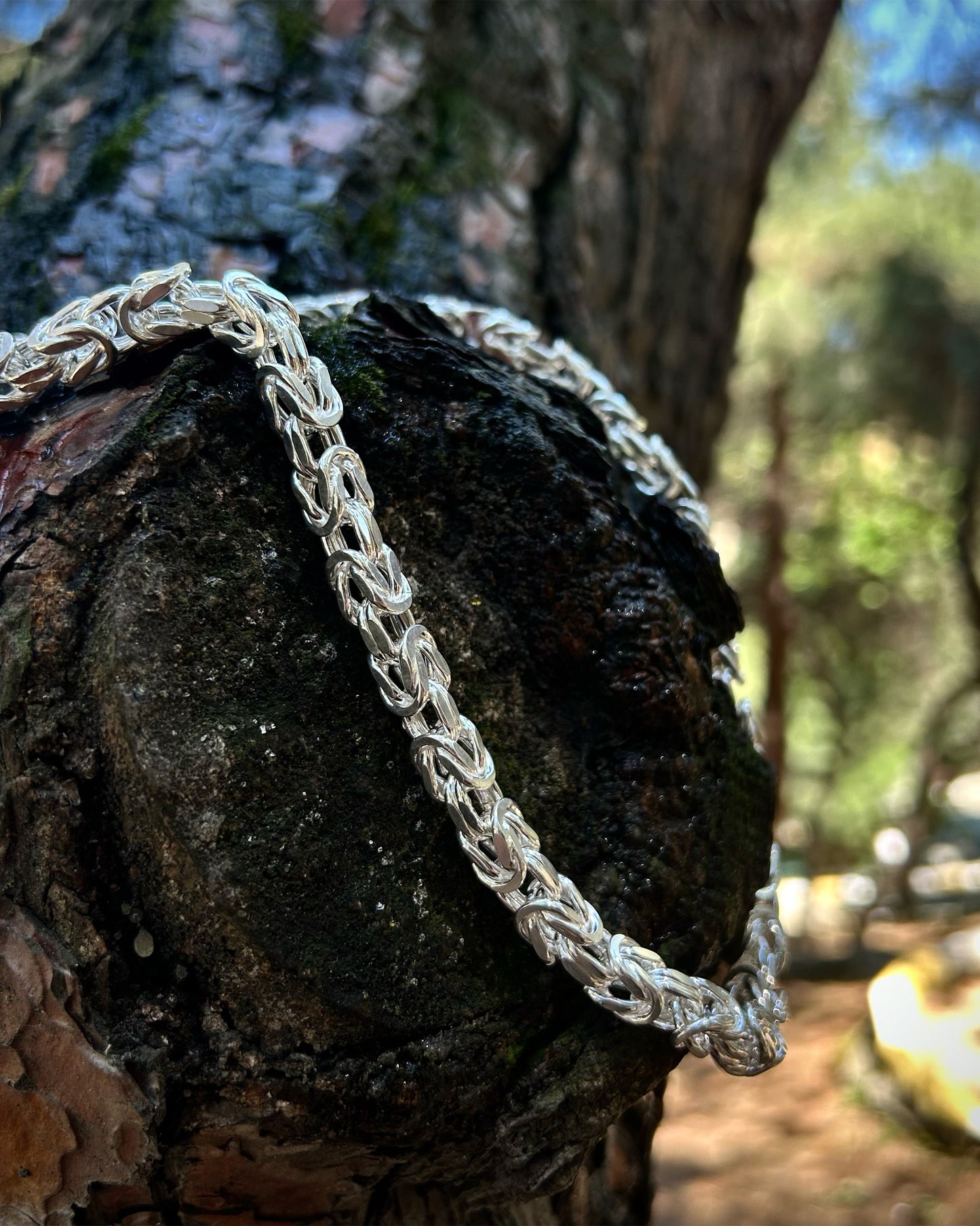 Kalın Bizans Kral Zincir Kolye Parlak (Hollow) – 925 Ayar Gümüş