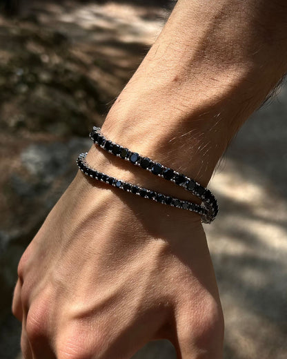 Siyah Su Yolu Tenis Bileklik – Rodyum Kaplama 925 Ayar Gümüş