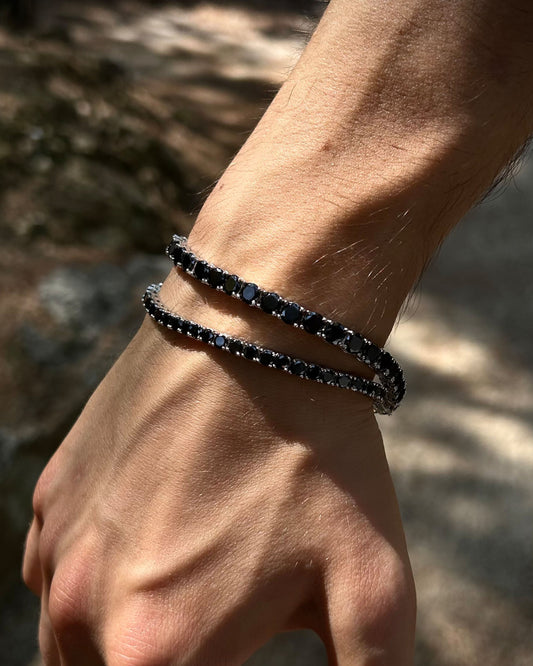 Siyah Su Yolu Tenis Bileklik – Rodyum Kaplama 925 Ayar Gümüş