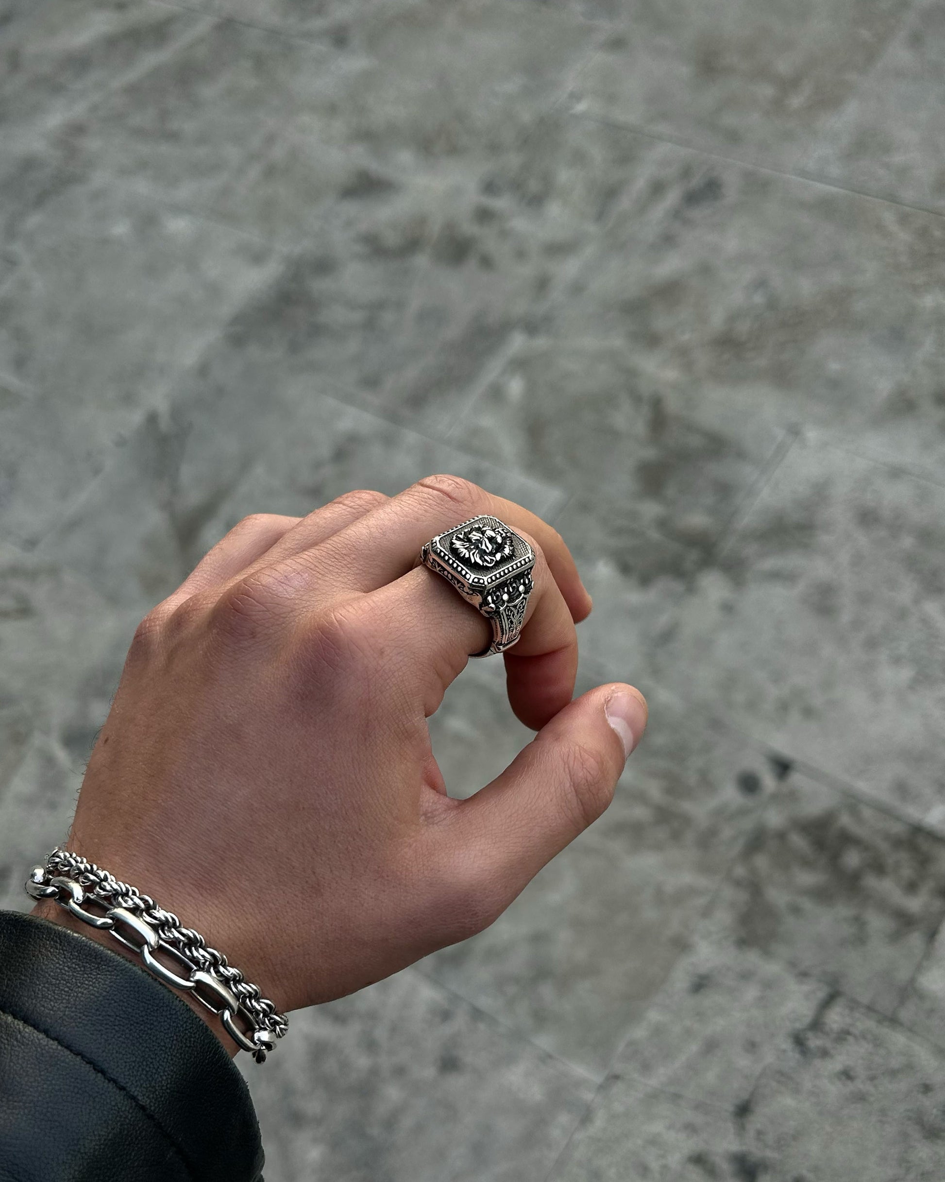 Yaşlı Aslan Başı Yüzük – 925 Ayar Gümüş-Yüzük-Osiris Jewelry