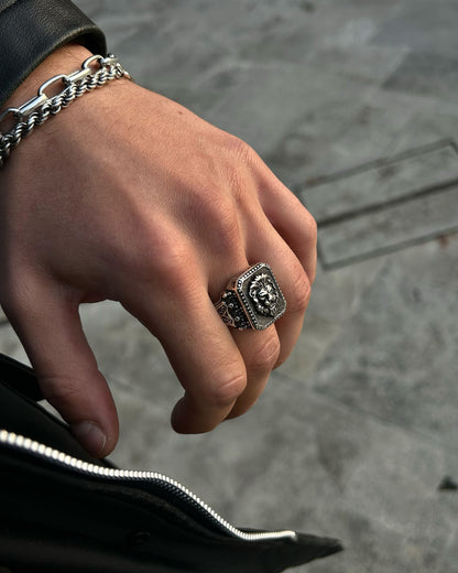 Yaşlı Aslan Başı Yüzük – 925 Ayar Gümüş-Yüzük-Osiris Jewelry