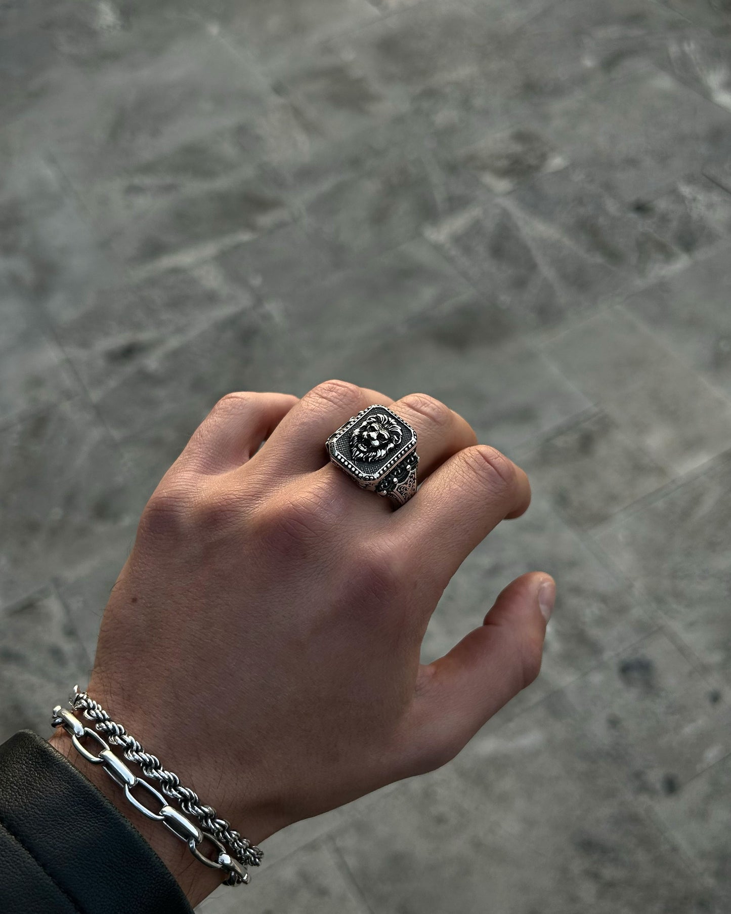 Yaşlı Aslan Başı Yüzük – 925 Ayar Gümüş-Yüzük-Osiris Jewelry