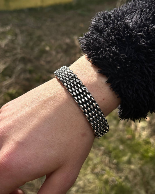Zincir Zırh Kelepçe Bilezik - Ayarlanabilir 925 Ayar Gümüş-Osiris Jewelry