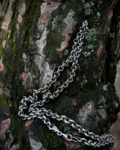 Yuvarlak Link İşlemeli Zincir Kolye – 925 Ayar Gümüş