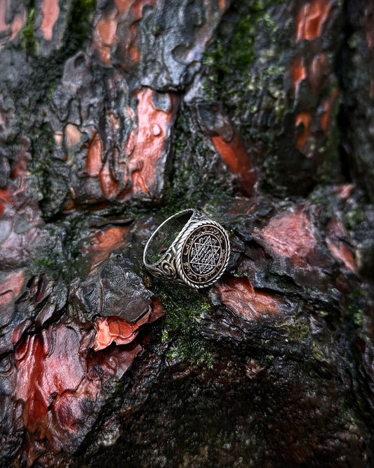Round Solomon's Seal Ring - 925 Sterling Silver