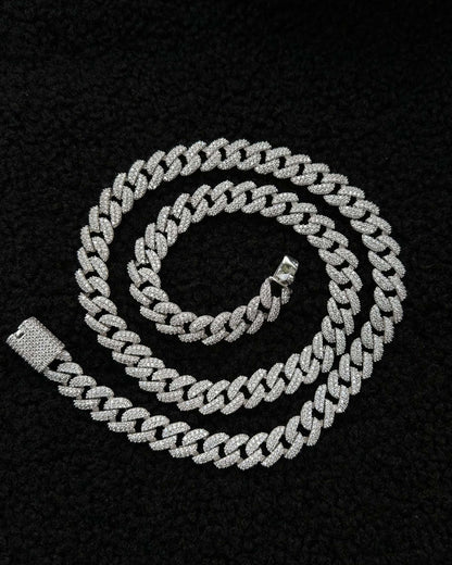 Iced Out Miami Cuban Zincir - 925 Ayar Gümüş