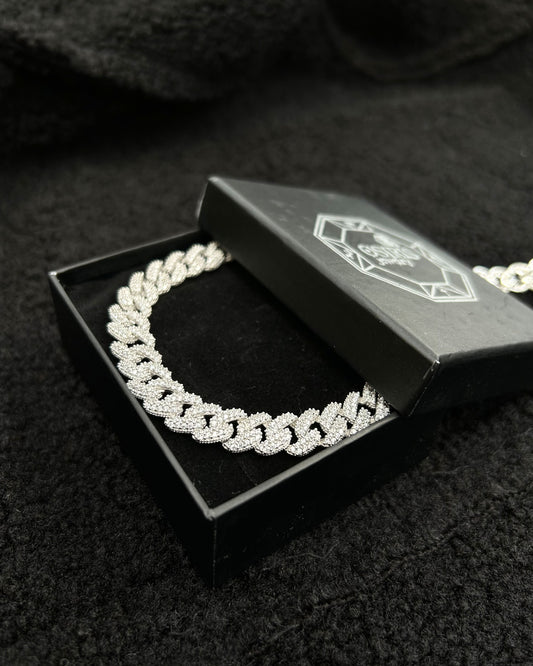 Iced Out Miami Cuban Zincir - 925 Ayar Gümüş Rodyum Kaplama-Osiris Jewelry