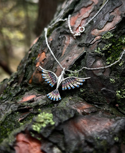 Gökküşağı Anka Kuşu Kolye - 925 Ayar Gümüş-Kolye-Osiris Jewelry