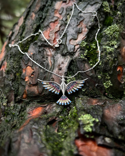 Gökküşağı Anka Kuşu Kolye - 925 Ayar Gümüş-Kolye-Osiris Jewelry