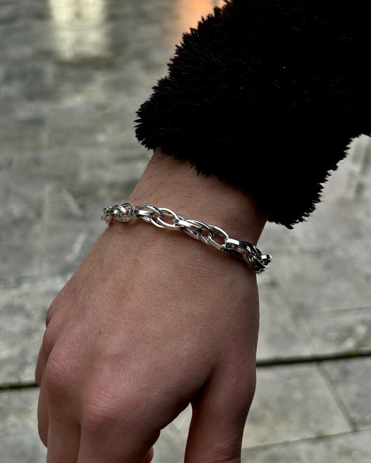 Oval Link Ataş Zincir Bileklik – 925 Ayar Gümüş – Alternatif Görünüm 1