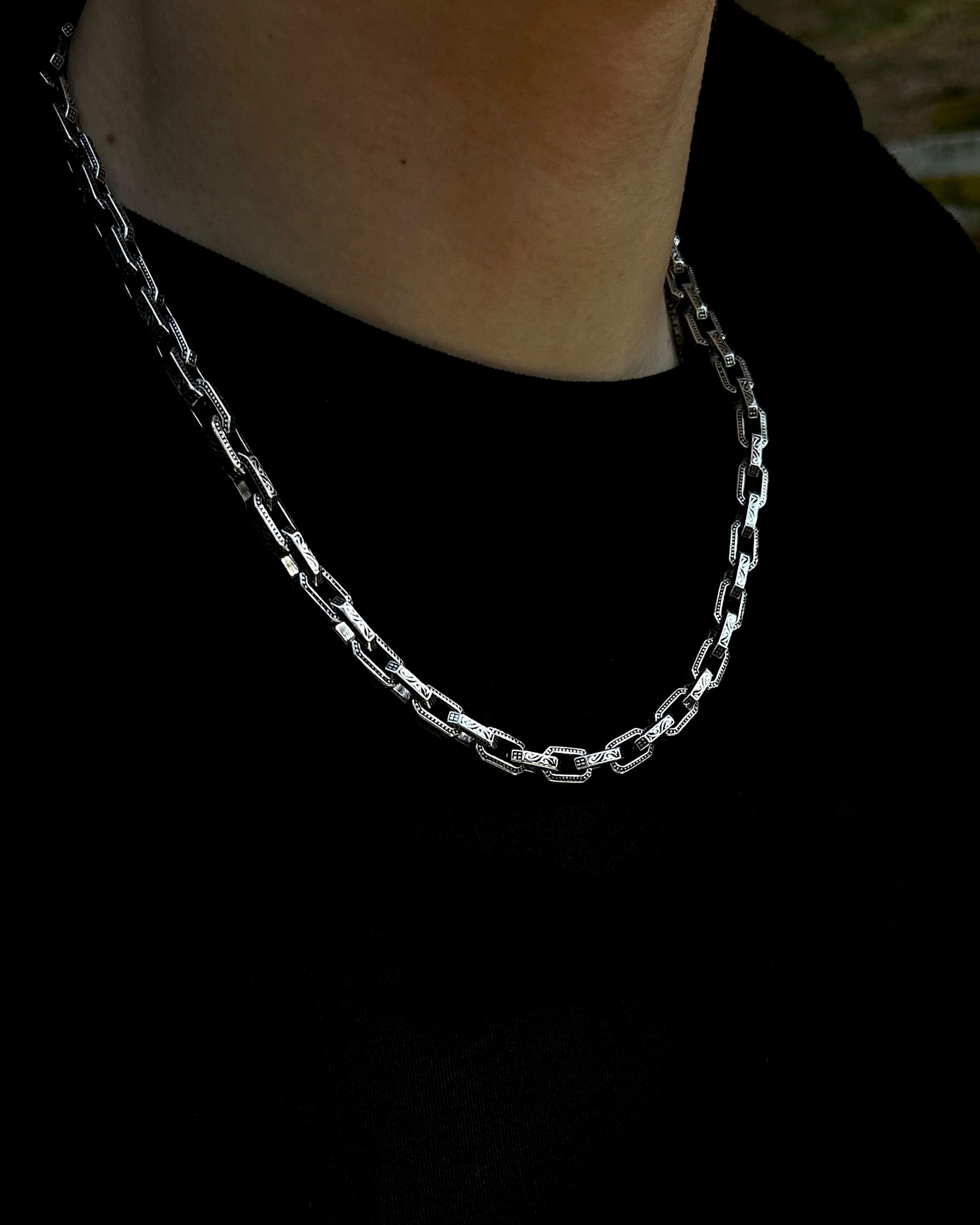 Heavy Hand Embroidered Chain Necklace – 925 Sterling Silver – Osiris ...