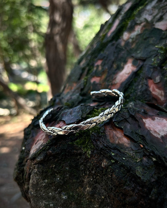 Knitted Cuff Bracelet (Hollow) – 925 Sterling Silver