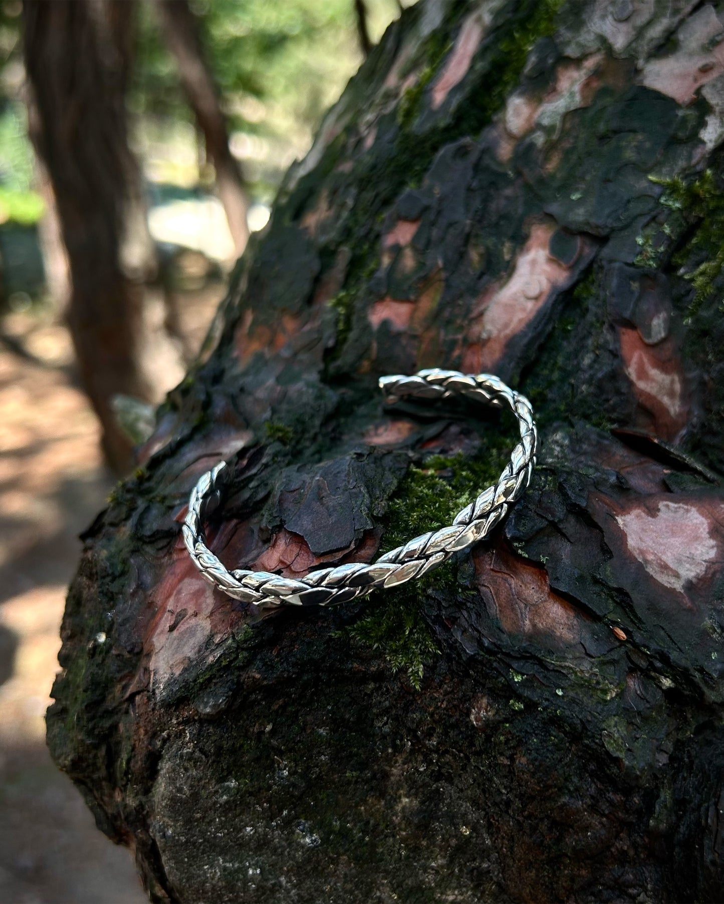 Bracelet jonc tressé (creux) – Argent sterling 925