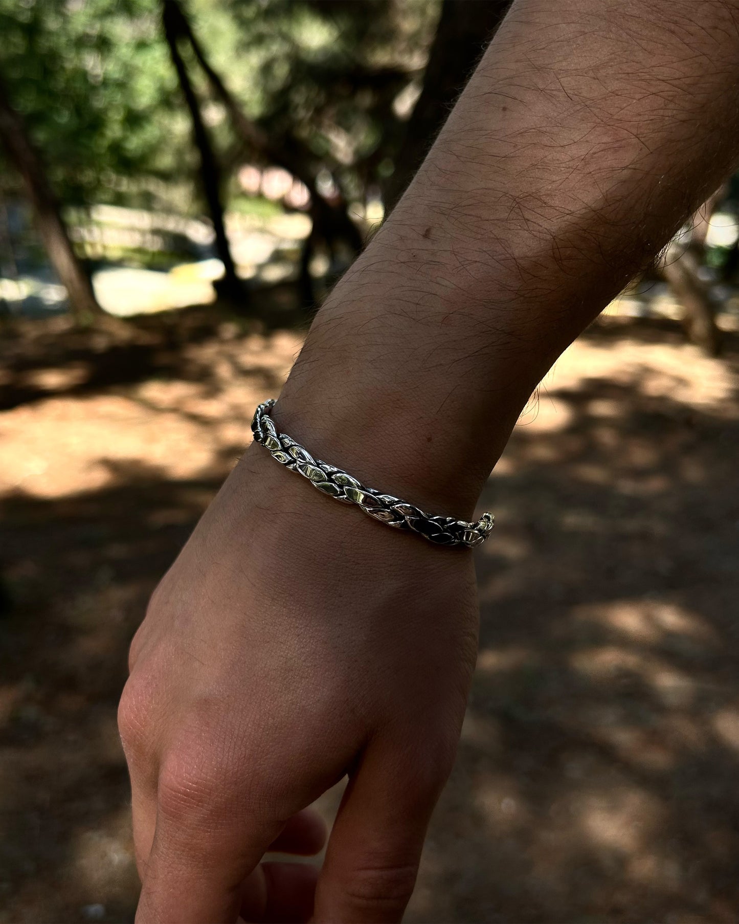 Bracelet jonc tressé (creux) – Argent sterling 925