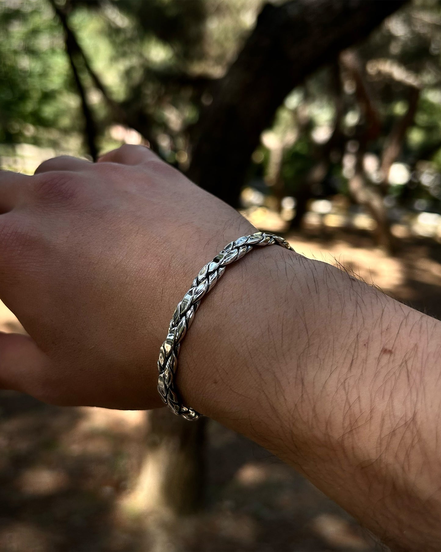 Bracelet jonc tressé (creux) – Argent sterling 925