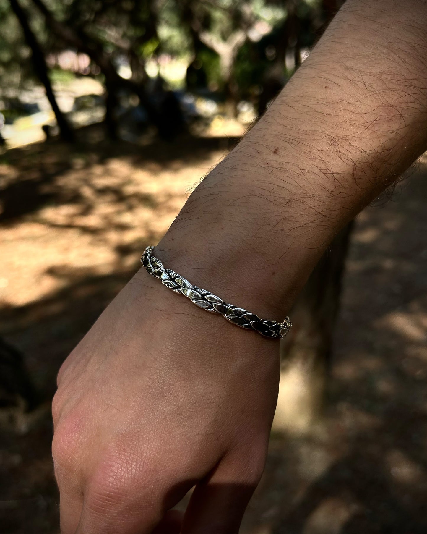 Bracelet jonc tressé (creux) – Argent sterling 925