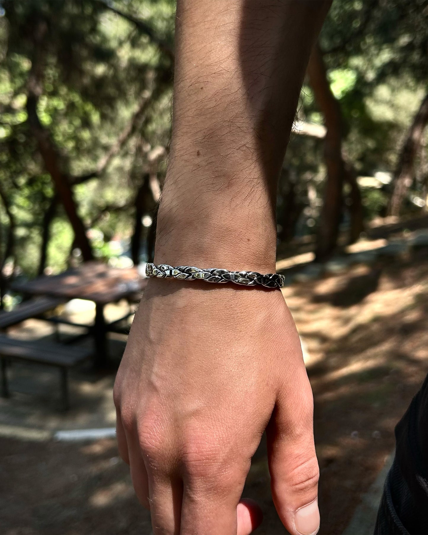 Bracelet jonc tressé (creux) – Argent sterling 925