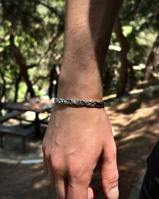 Örgü Kelepçe Bilezik (Hollow) – 925 Ayar Gümüş – Alternatif Görünüm 1