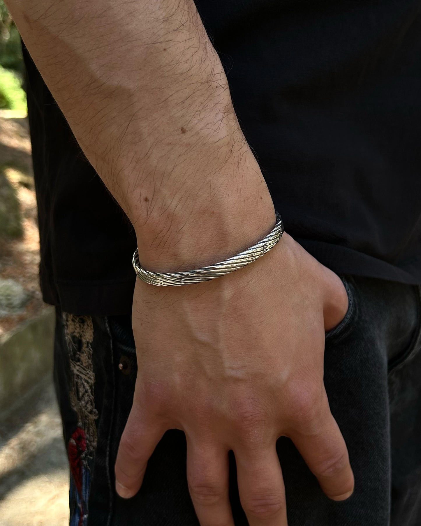 Bracelet jonc birman (creux) – Argent massif 925