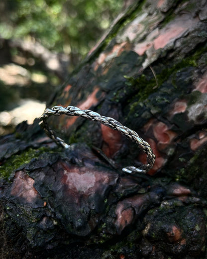 Bracelet menotte en maille fine (creux) – Argent 925