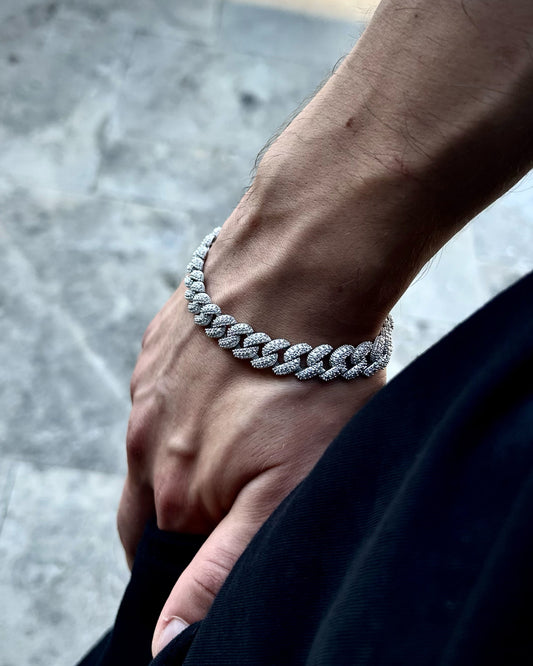 Iced Out Cuban Zincir Bileklik – 925 Ayar Gümüş Rodyum Kaplama