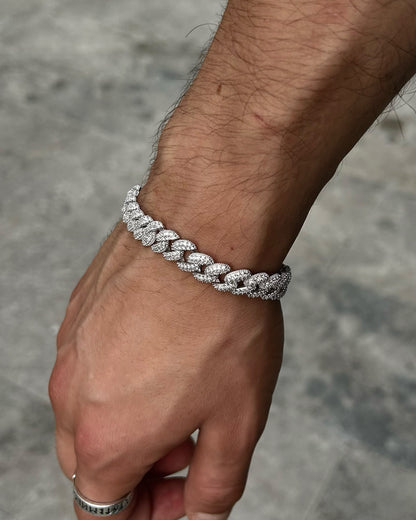 Iced Out Cuban Zincir Bileklik – 925 Ayar Gümüş Rodyum Kaplama