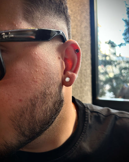 Pırlanta Erkek Küpe 6mm Zinconium- 925 Ayar Gümüş