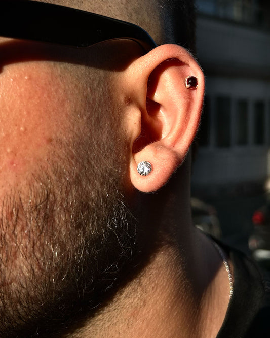 Pırlanta Erkek Küpe 6mm Zinconium- 925 Ayar Gümüş