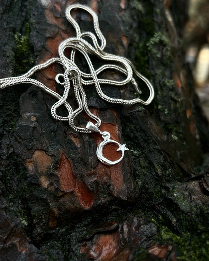 Minimal Ay Yıldız Kolye - 925 Ayar Gümüş