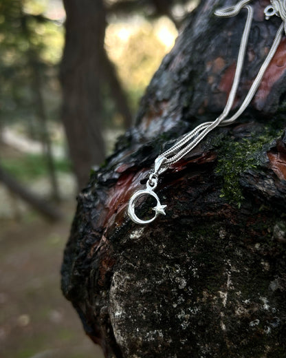 Minimal Ay Yıldız Kolye - 925 Ayar Gümüş