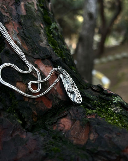 İşlemeli Katlanır Bıçak Kolye – 925 Ayar Gümüş