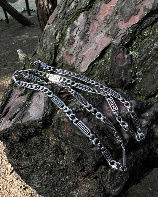 Meandros Desen Yunan Curb Zincir – 925 Ayar Gümüş-Osiris Jewelry