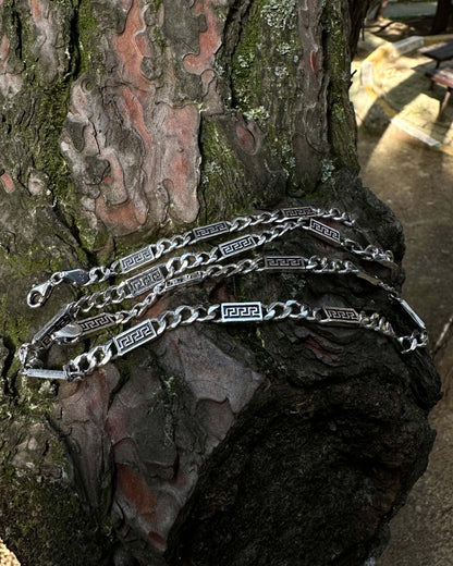 Meandros Desen Yunan Curb Zincir – 925 Ayar Gümüş