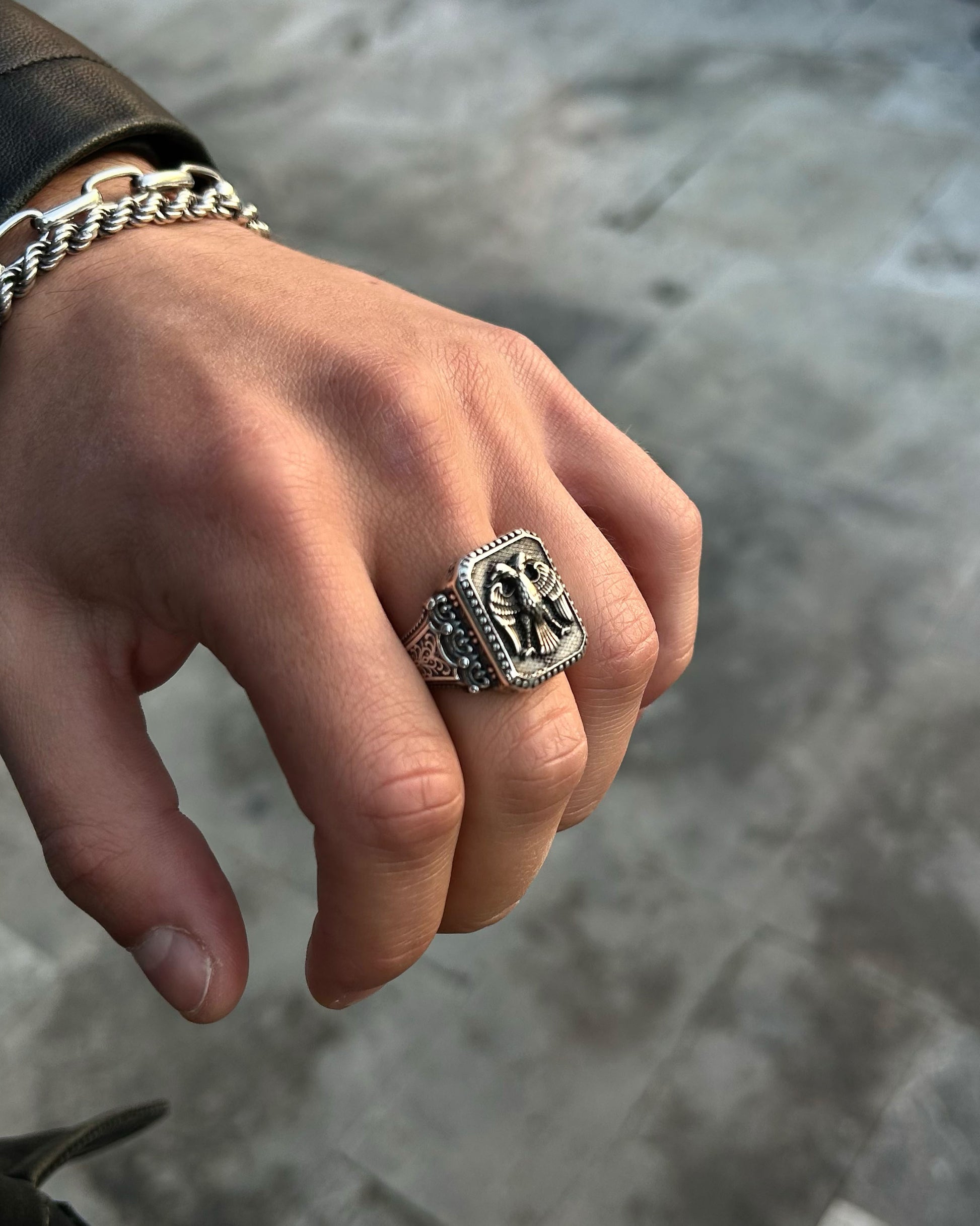 Çift Başlı Kartal Yüzük – 925 Ayar Gümüş-Yüzük-Osiris Jewelry