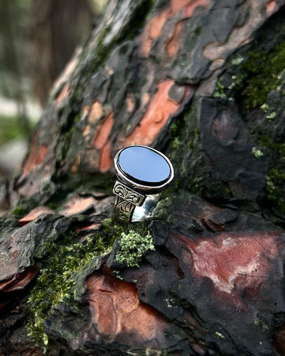 Minimal Siyah Onyx Yüzük – 925 Ayar Gümüş-Yüzük-Osiris Jewelry