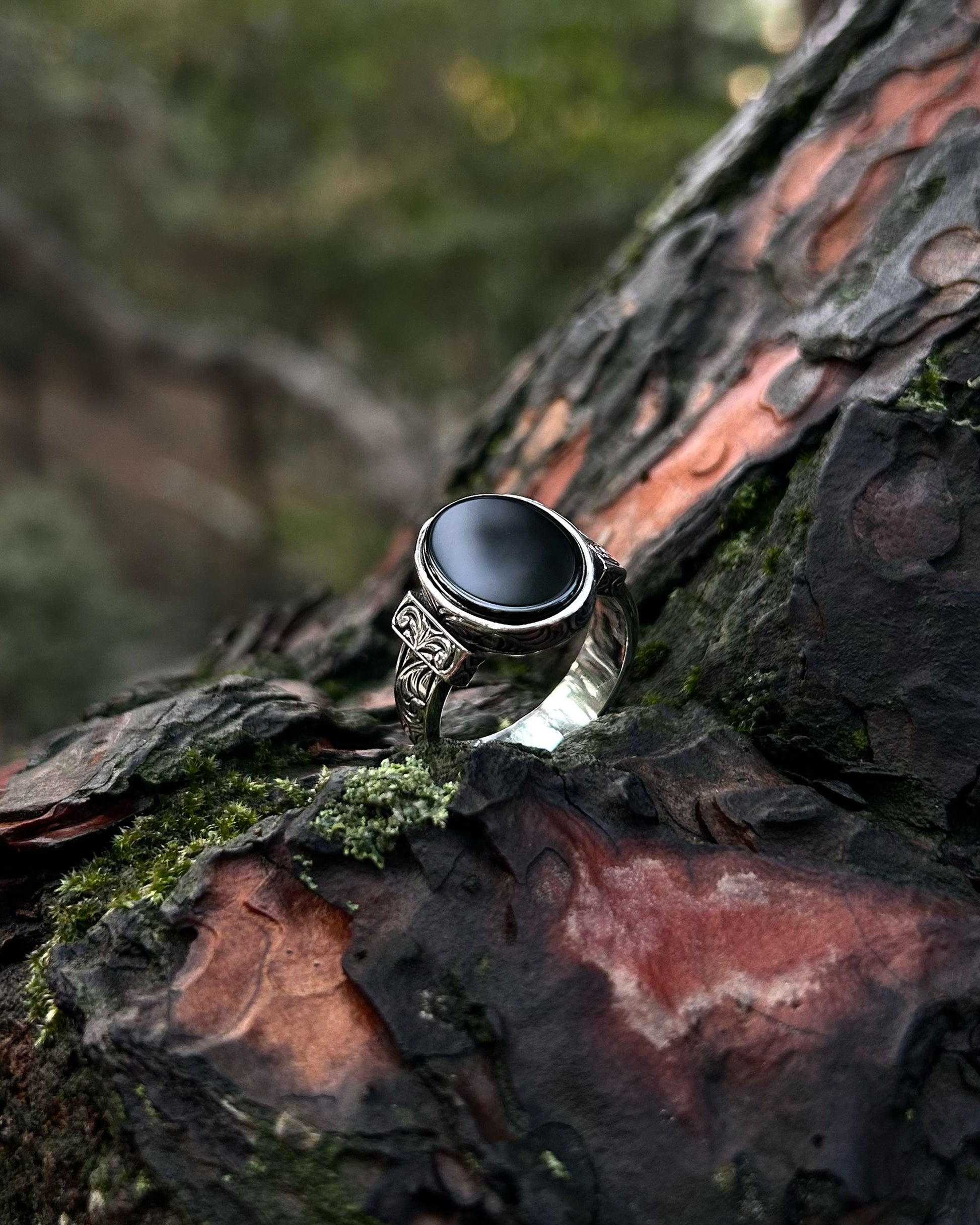 Minimal Siyah Onyx Yüzük – 925 Ayar Gümüş-Yüzük-Osiris Jewelry