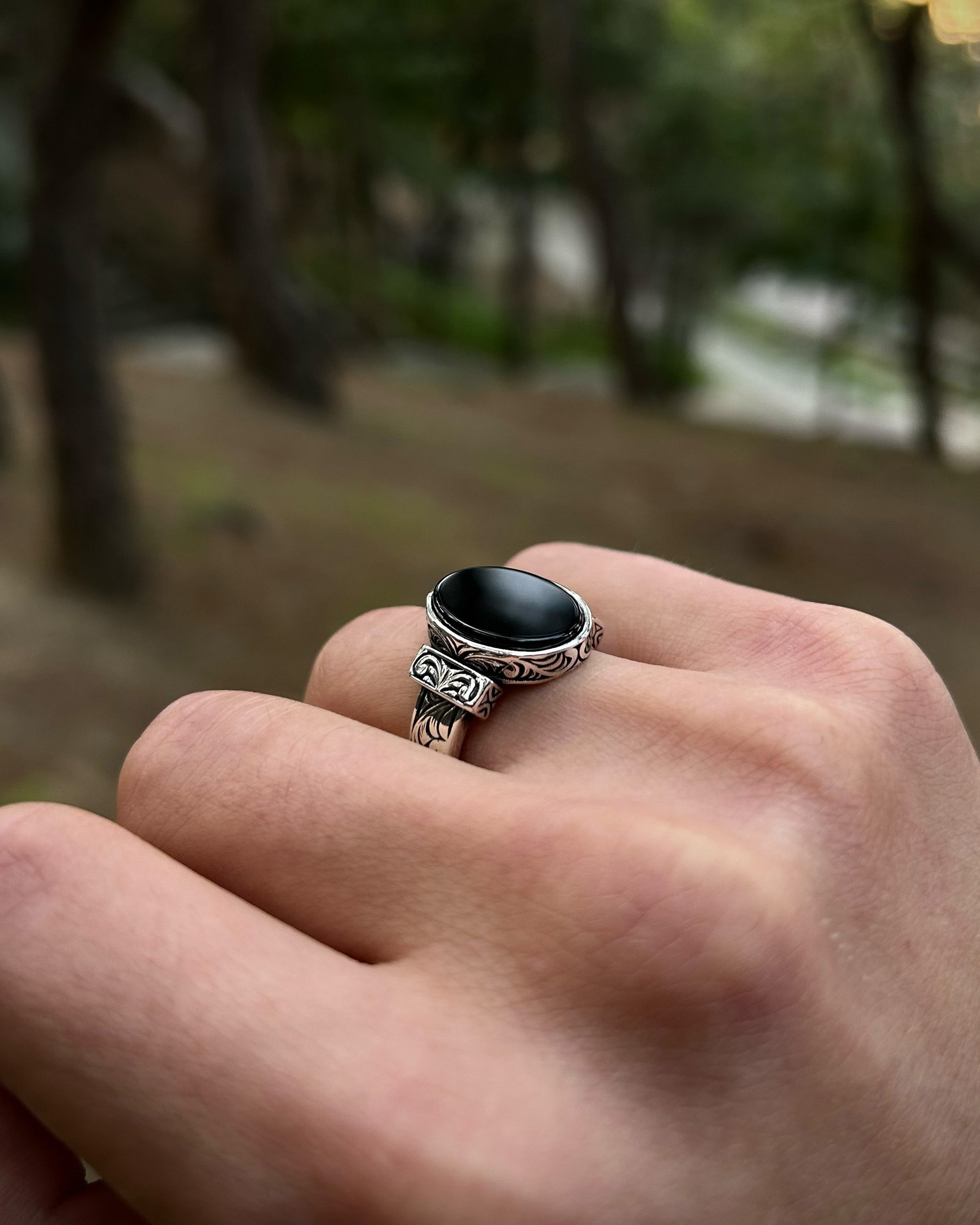 Minimal Siyah Onyx Yüzük – 925 Ayar Gümüş-Yüzük-Osiris Jewelry