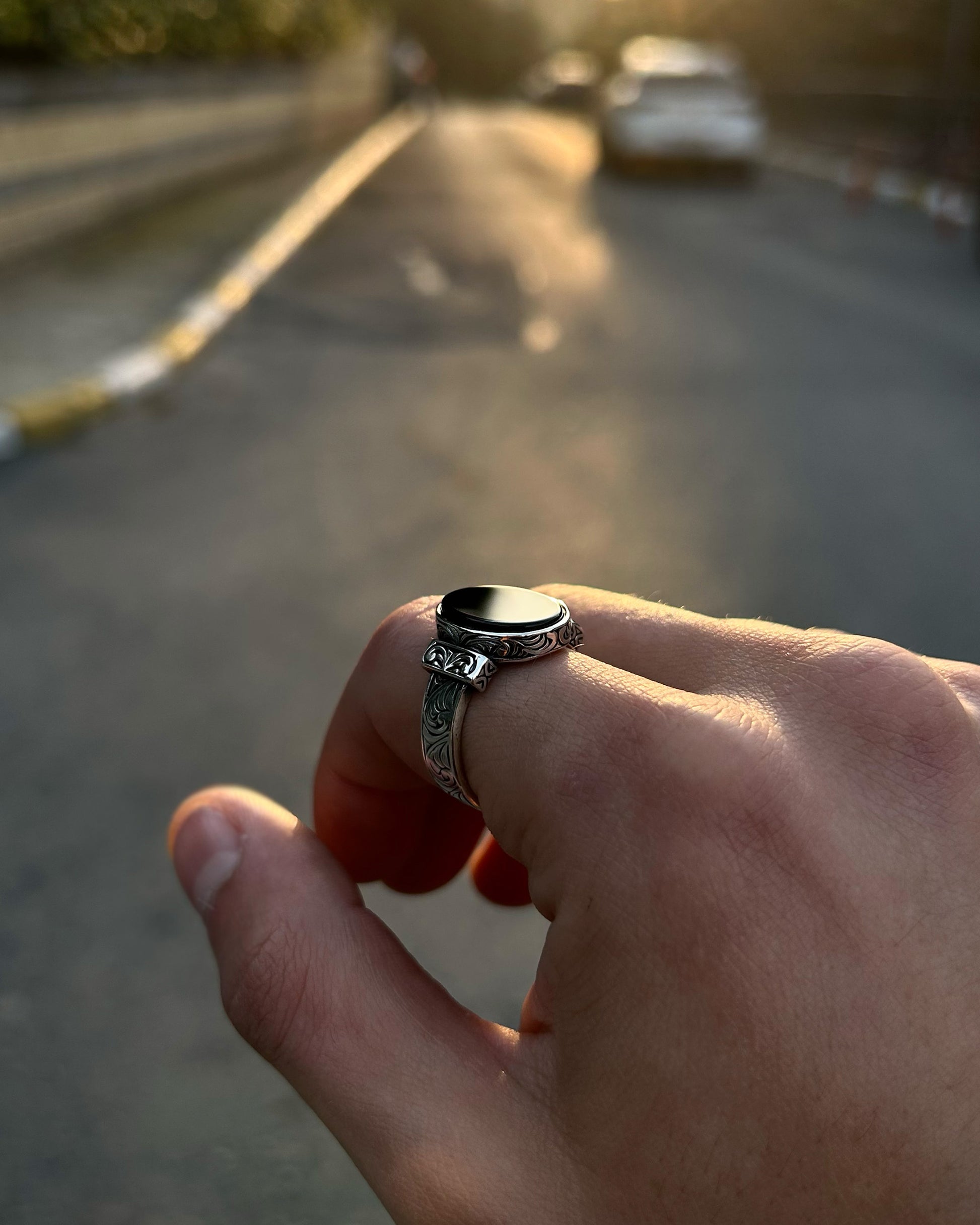 Minimal Siyah Onyx Yüzük – 925 Ayar Gümüş-Yüzük-Osiris Jewelry