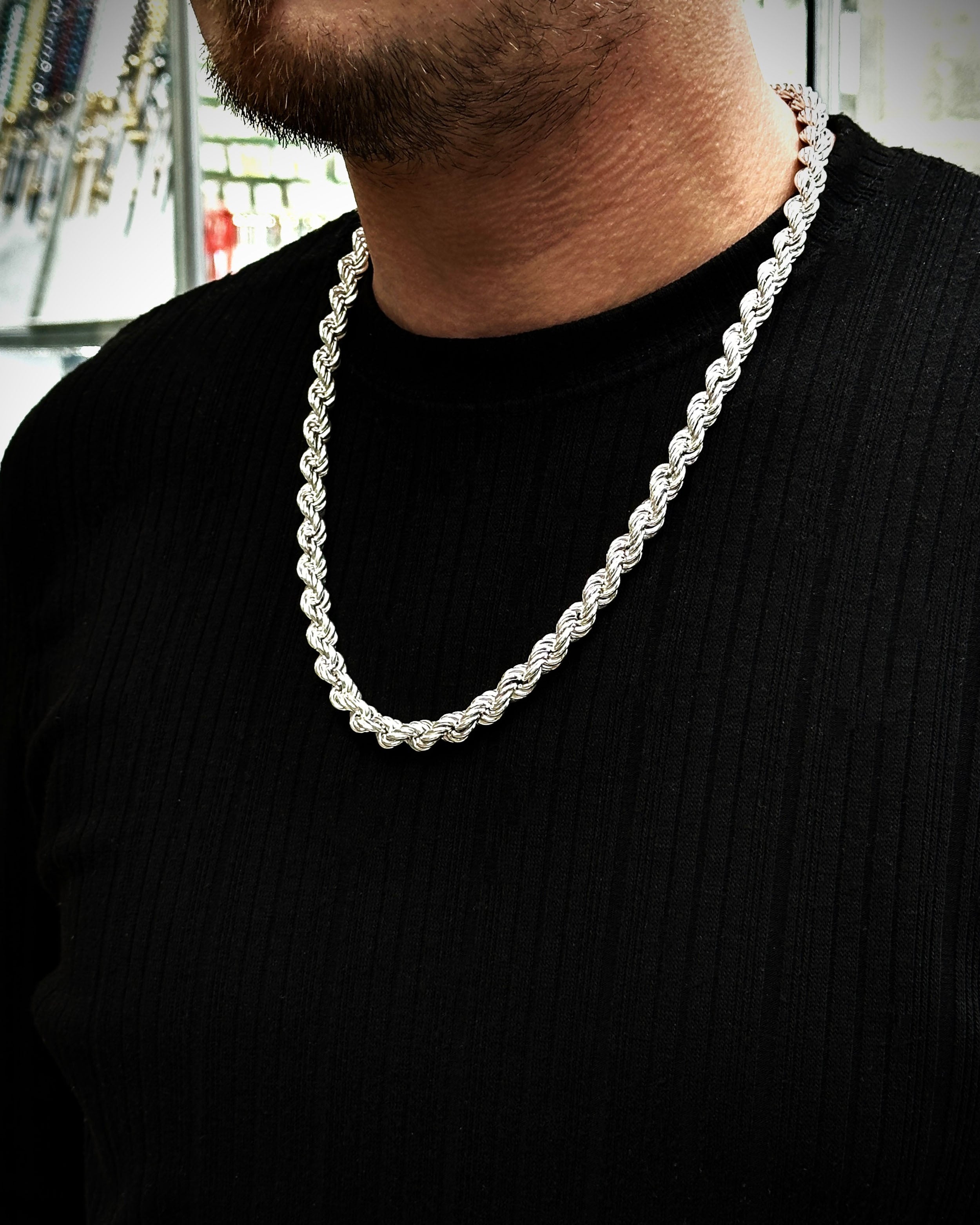8mm Rope Chain Necklace – 925 Sterling Silver – Osiris Jewelry