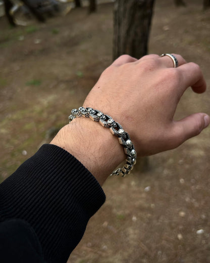 Ağır Kurukafa Zincir Bileklik – 925 Ayar Gümüş