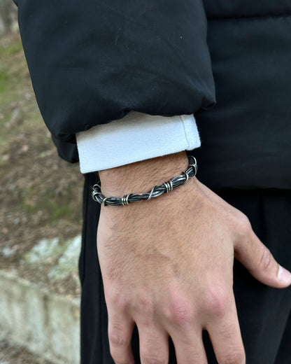 Diken Tel Örgü Gothic Bilezik – Ayarlanabilir 925 Ayar Gümüş