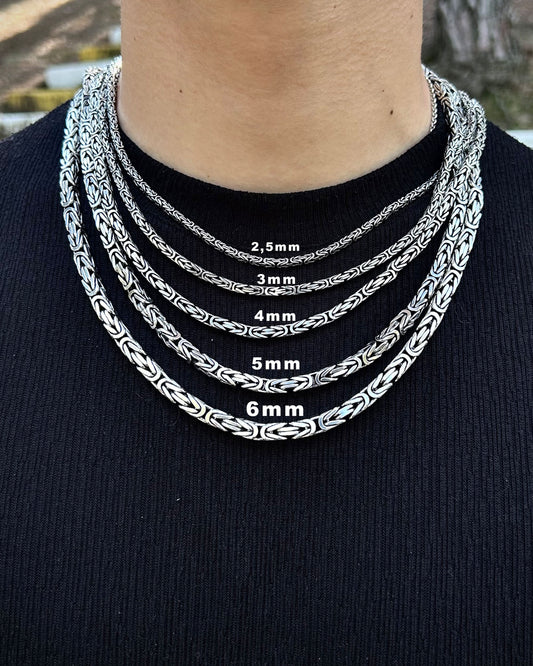 Bizans Kral Zincir Kolye – Kare Kesim 925 Ayar Gümüş-Osiris Jewelry