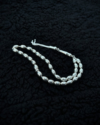 Zincirli Oval Tesbih – 925 Ayar Gümüş