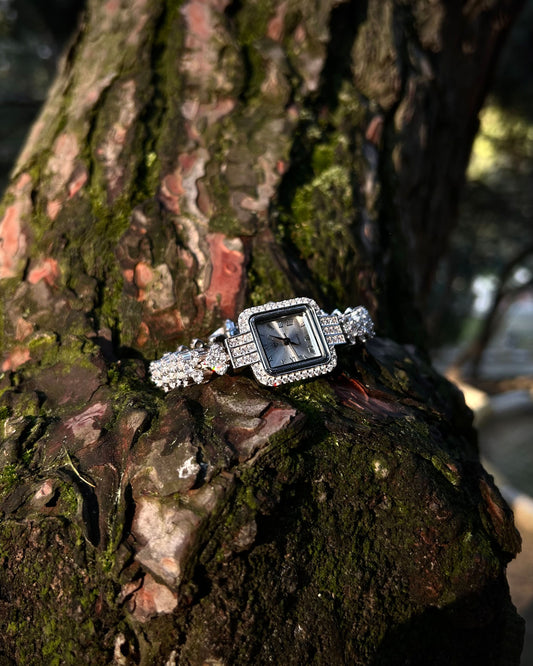 Rodyum Kaplama Taşlı Kadın Saati Model 4 - 925 Ayar Gümüş-Osiris Jewelry