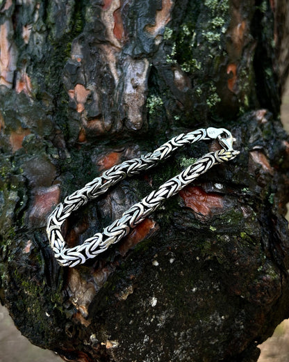 Ağır Bizans Kral Zincir Bileklik – 6mm Kare 925 Ayar Gümüş