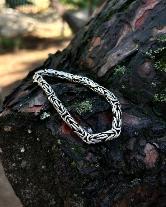 Ağır Bizans Kral Zincir Bileklik – 6mm Yuvarlak 925 Ayar Gümüş