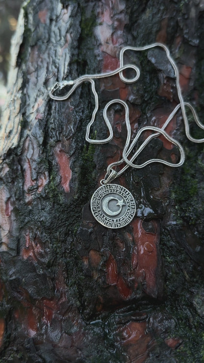 Ayyıldız ve Oğuz Boyları Madalyon Kolye – 925 Ayar Gümüş