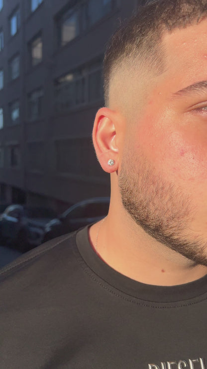 Pırlanta Erkek Küpe 6mm Zinconium- 925 Ayar Gümüş
