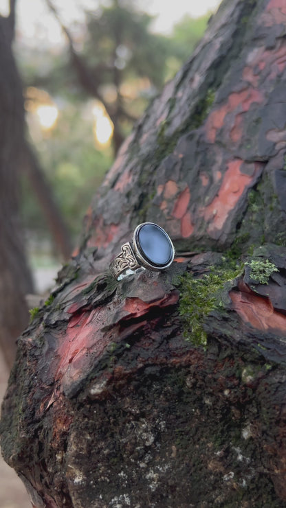 Minimal Siyah Onyx Yüzük – 925 Ayar Gümüş